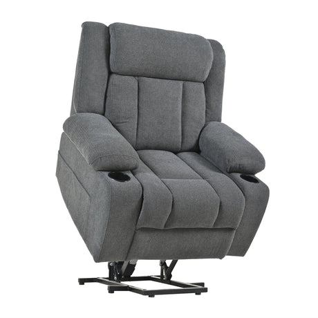 Power Lift Recliner Chair With Extended Footrest, Remote Control, Cup Holders, And Side Pockets - Furniture Home Direct
