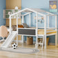 Loft House Bed With Ladder And Slide, With Blackboard And Light Strip On The Roof - Furniture Home Direct