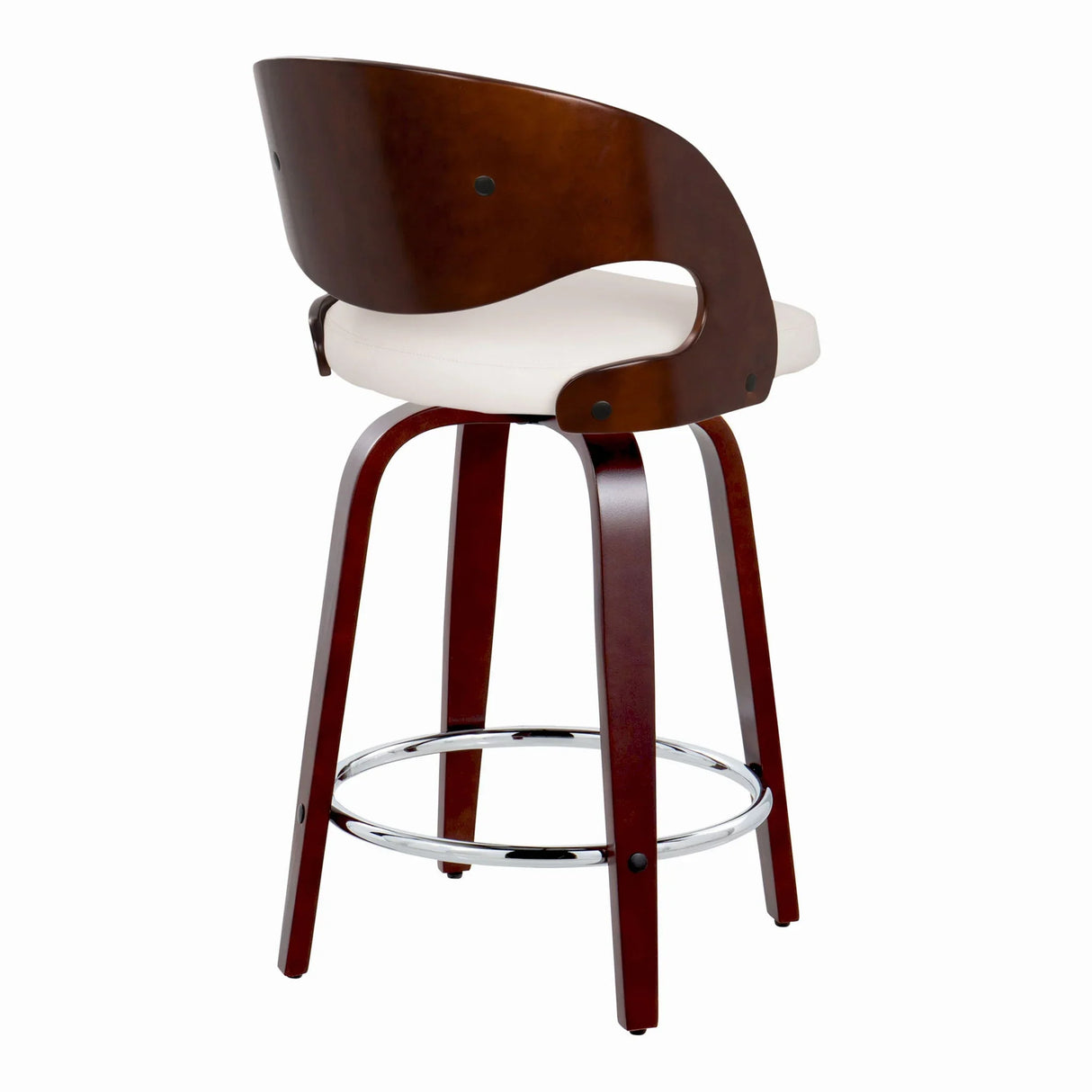 Pino - Mid Century Modern Fixed Height Barstool With Swivel With Round Footrest (Set of 2) - Furniture Home Direct