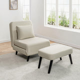 3 In 1 Foldable Linen Chaise Lounge With Adjustable Backrest - Furniture Home Direct