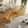 Corduroy curved Modular sectional with 8 pillows - Yellow - Furniture Home Direct