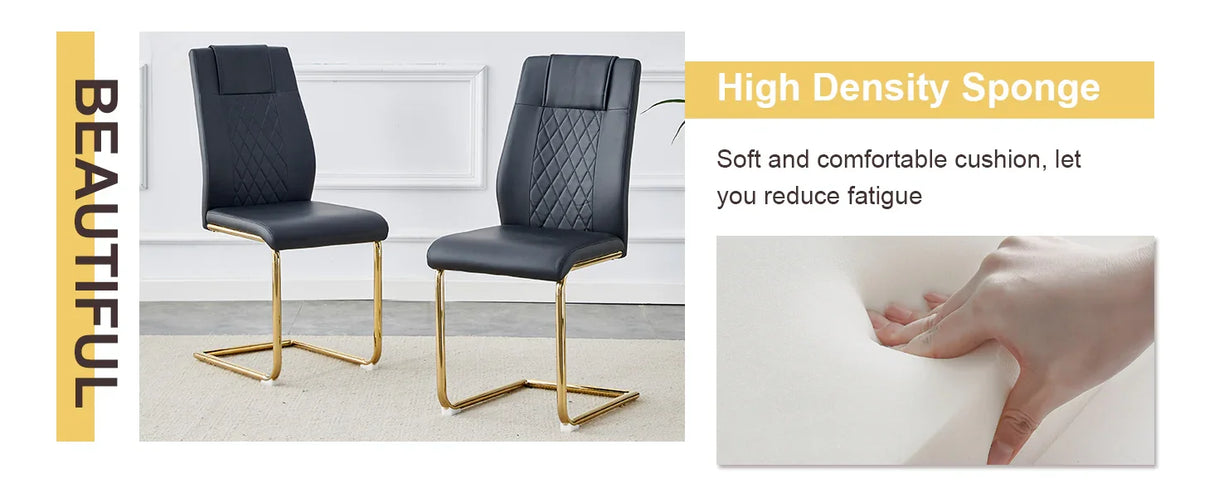 Dining Set Round Glass Table Six Faux Leather Chairs Black - Furniture Home Direct