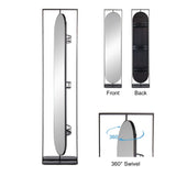 Full Length Standing Mirror, 360° Swivel Floor Mirror For Bedroom - Black - Furniture Home Direct