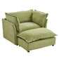 Modern Cozy Upholstered Armchair Sofa With Movable Ottoman - Furniture Home Direct
