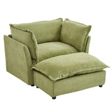Modern Cozy Upholstered Armchair Sofa With Movable Ottoman - Furniture Home Direct