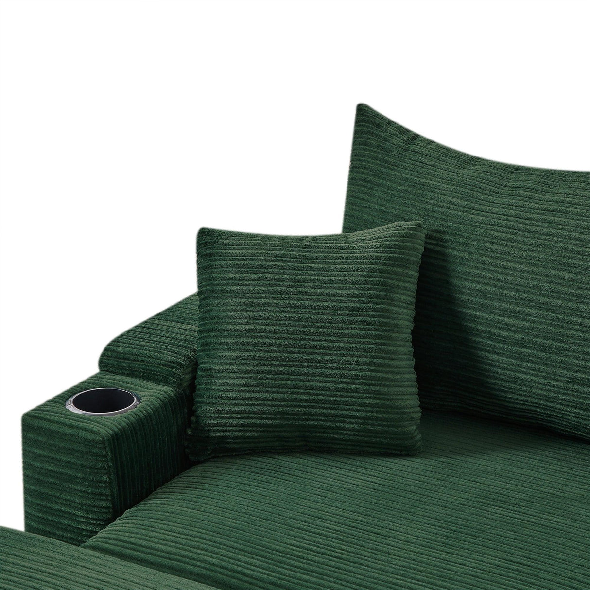 Sofa and Ottoman With Storage, Two USB Ports, Two Cup Holders and Phone Holder - Green - Furniture Home Direct
