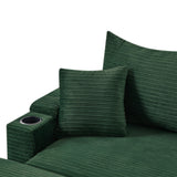 Sofa and Ottoman With Storage, Two USB Ports, Two Cup Holders and Phone Holder - Green - Furniture Home Direct