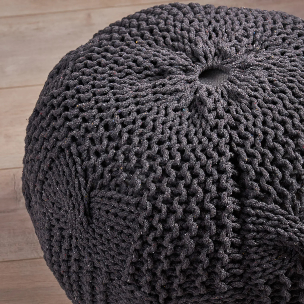 Bordeaux - Knitted Cotton Round Pouf - Furniture Home Direct