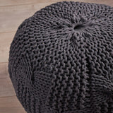 Bordeaux - Knitted Cotton Round Pouf - Furniture Home Direct