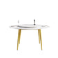 Modern Artificial Stone Round Dining Table, Can Accommodate 6 People Artificial Stone Turntable - White - Furniture Home Direct