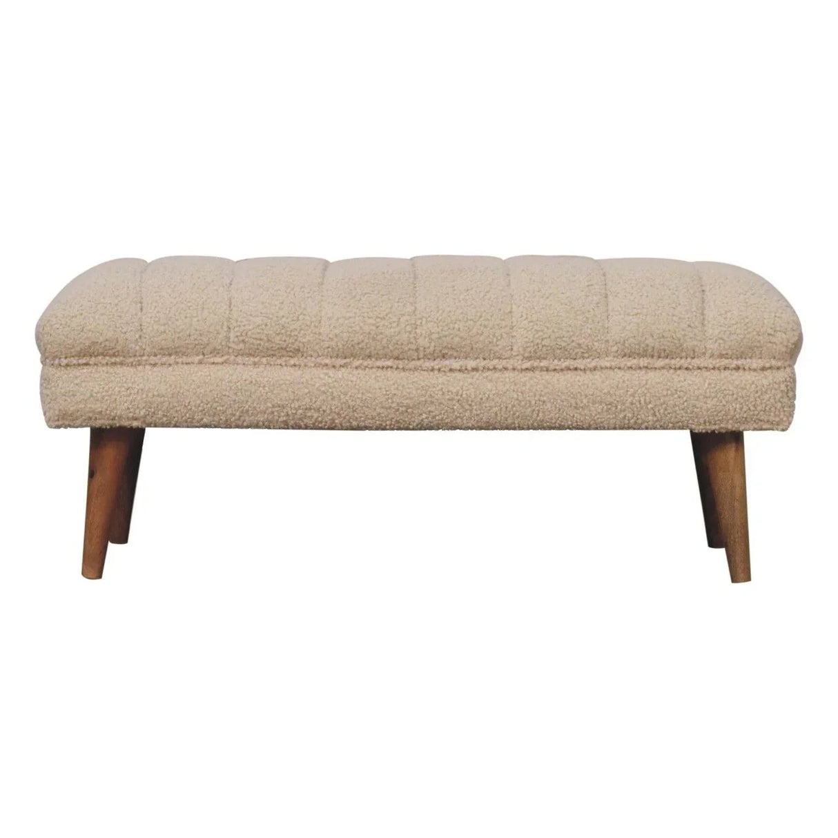Boucle Puffer Bench - Beige - Furniture Home Direct