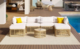 Outdoor Patio Furniture, All-Weather Rattan Sectional Sofa Set With Thick Cushions And Pillows, Freely Combined Conversation Sets For Garden, Backyard, Balcony - Furniture Home Direct