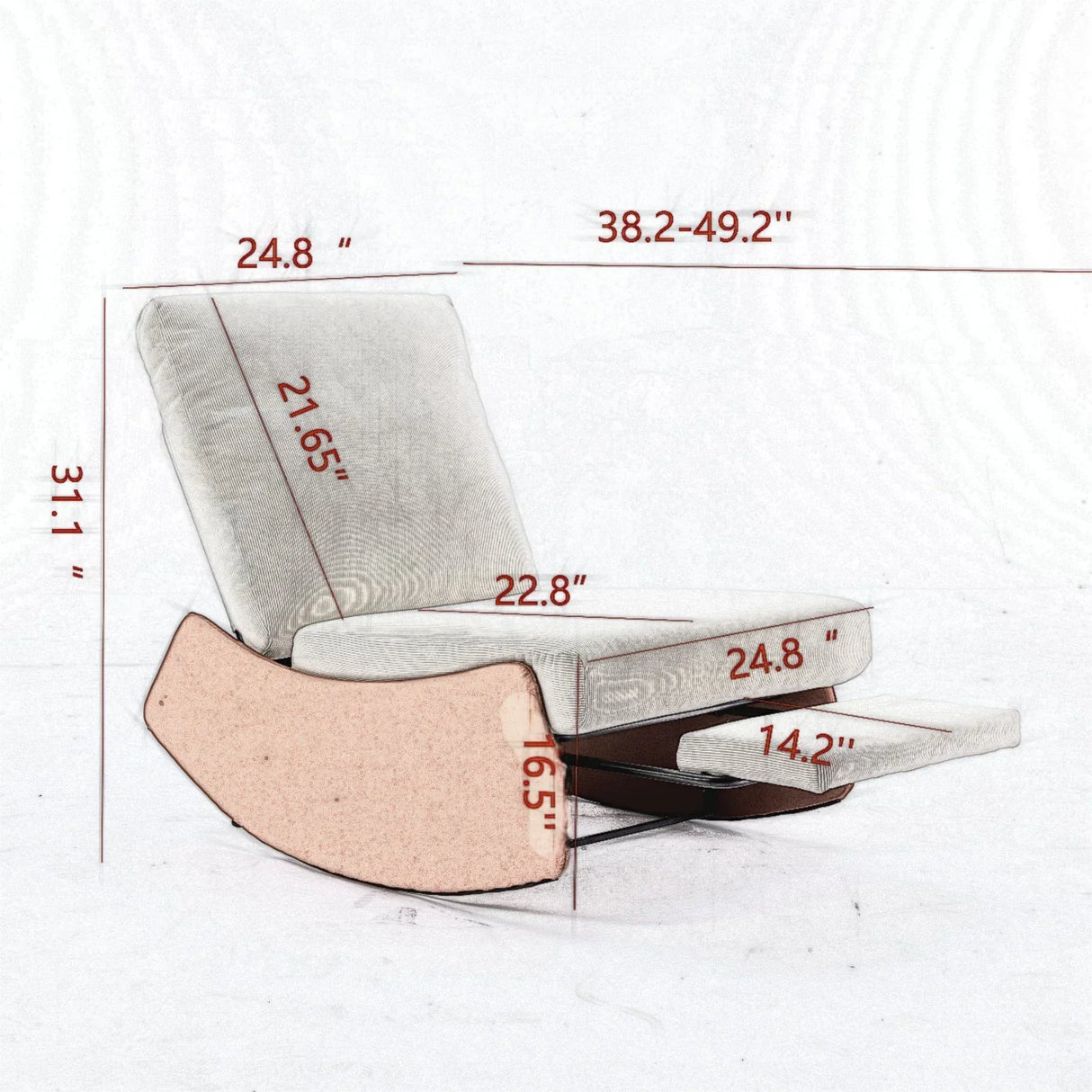 Modern Rocking Chair Recliner, Comfy Rocker Nursery Chair With Footrest, Accent Reading Chair, Upholstered Lounge Chair For Relaxing, Resting, Soft Padded Rocker For Indoor Living Room Bedroom - Furniture Home Direct