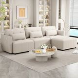 113.3 Modular Sectional With Ottoman And USB C Ports Beige - Furniture Home Direct