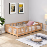 Solid Wood Floor Bed With Door And Fence For Children - Furniture Home Direct