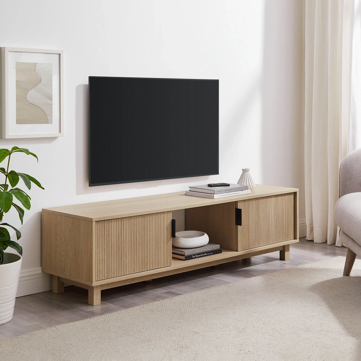 Modern Fluted Door Minimalist TV Stand - Furniture Home Direct