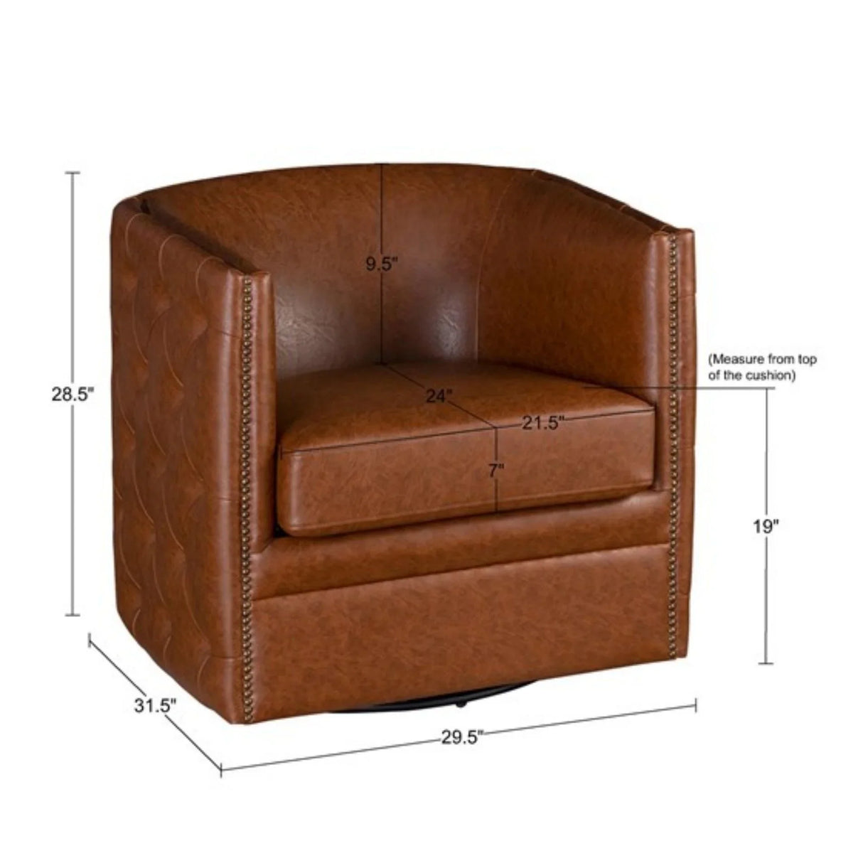 Swivel Chair With Tufted Barrel Design And Nailhead Accents - Furniture Home Direct