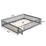 Solid Floor Bed With Door And Fence For Children - Furniture Home Direct