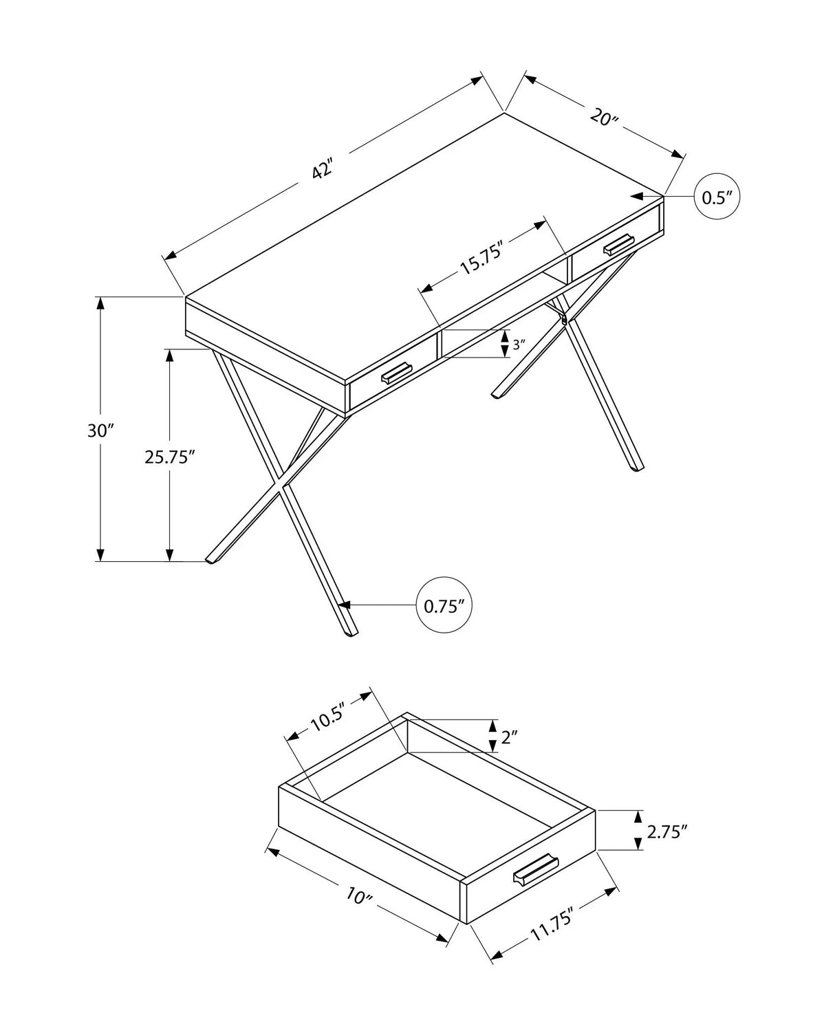 Computer Desk, Home Office, Laptop, Left / Right Set-Up, Storage Drawers, Work, Contemporary, Modern - Furniture Home Direct