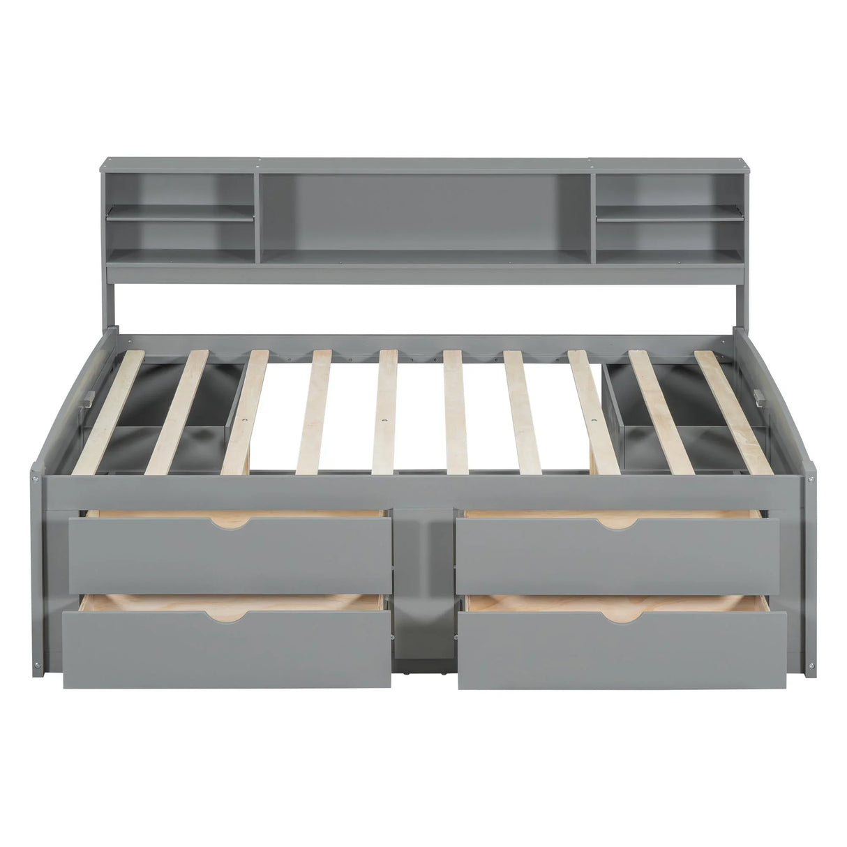 Daybed With 2 Bedside Cabinets, Upper Shelves And 4 Drawers - Furniture Home Direct