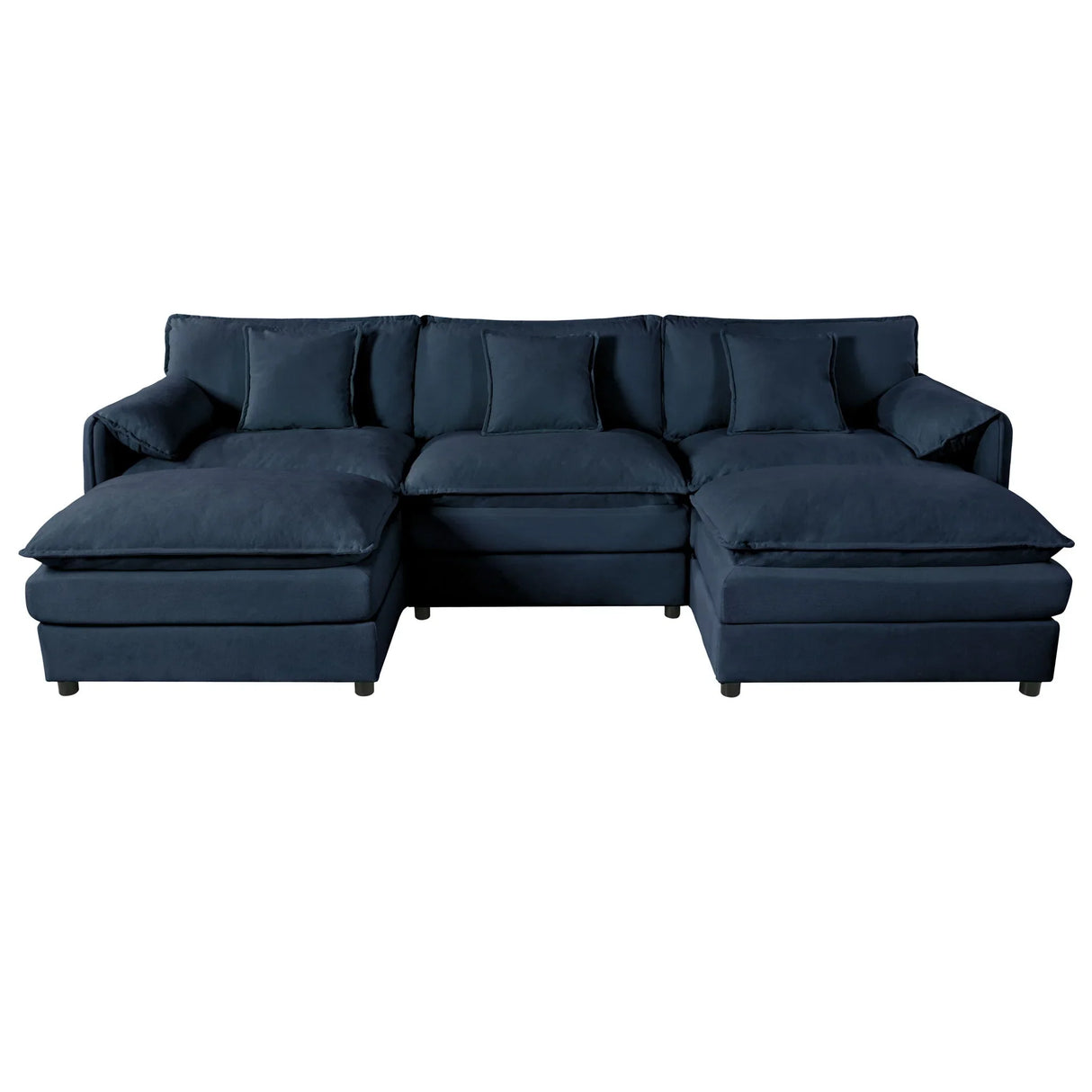 Modern Comfy Deep Seat Modular Sectional Sofa Cloud Couch With Ottoman - Furniture Home Direct
