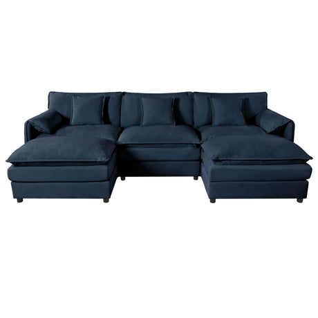 Modern Comfy Deep Seat Modular Sectional Sofa Cloud Couch With Ottoman - Furniture Home Direct