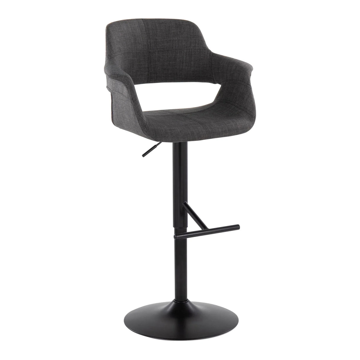 Vintage Flair - Mid Century Modern Adjustable Barstool With Straight T Footrest (Set of 2) - Furniture Home Direct