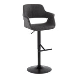Vintage Flair - Mid Century Modern Adjustable Barstool With Straight T Footrest (Set of 2) - Furniture Home Direct