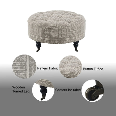 Upendo - Pattern Ottoman With Casters - Multi - Furniture Home Direct