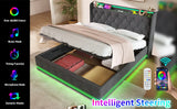King Bed LED 360 Surround Lighting Storage USB Type C Gray - Furniture Home Direct