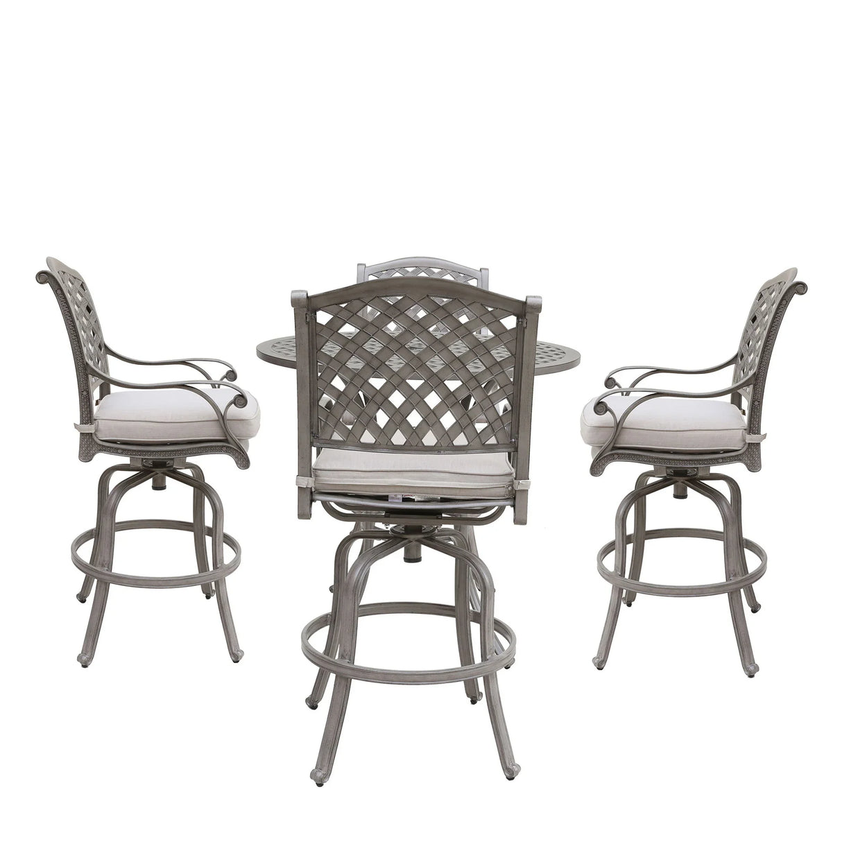 Cast Aluminum Bar Set With Cushion - Furniture Home Direct