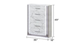 Queen Bed Set LED Upholstered Headboard Marble Finish White - Furniture Home Direct