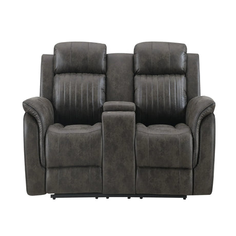 Steban - Console Reclining Loveseat - Gray - Furniture Home Direct
