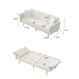 Luxury Corduroy Foldable Double Sofa Bed With Folding Armrests - Furniture Home Direct
