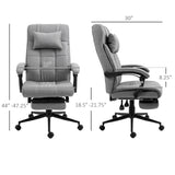 Vinsetto - Executive Linen-Feel Fabric Office Chair High Back Swivel Task Chair With Adjustable Height Upholstered Retractable Footrest, Headrest And Padded Armrest - Light Gray - Furniture Home Direct