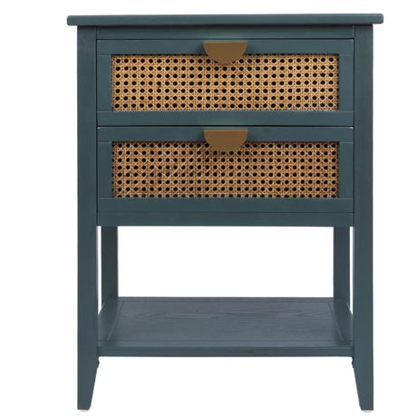2 Drawer Side Table, Natural Rattan - Furniture Home Direct