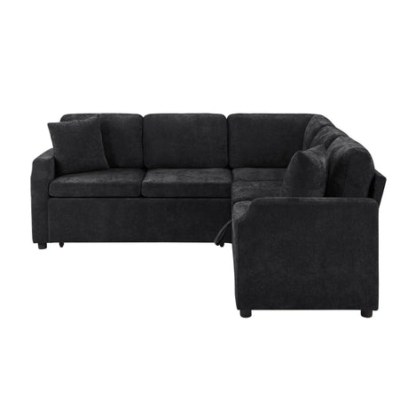 Modern L Shaped Sectional Sofa Bed With Hidden Storage Chenille Upholstery - Furniture Home Direct
