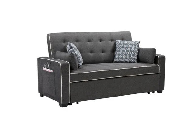 Austin - Modern Sleeper Sofa With 2 USB Charging Ports And 4 Accent Pillows - Gray - Furniture Home Direct