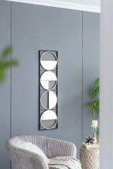 Eclectic Styling Metal Beaded Wall Mirror With Contemporary Design For Bedroom, Liveroom & Entryway - Furniture Home Direct