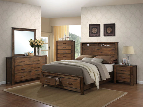 Merrilee - Eastern King Bed With Storage - Oak - Furniture Home Direct