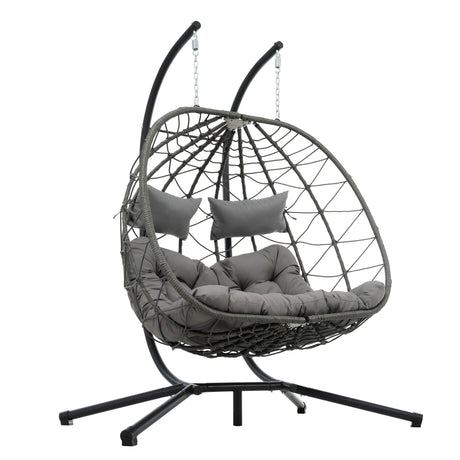 2 Persons Egg Chair with Stand - Gray - Furniture Home Direct