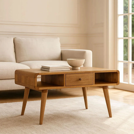 Curved Coffee Table - Oak - Furniture Home Direct