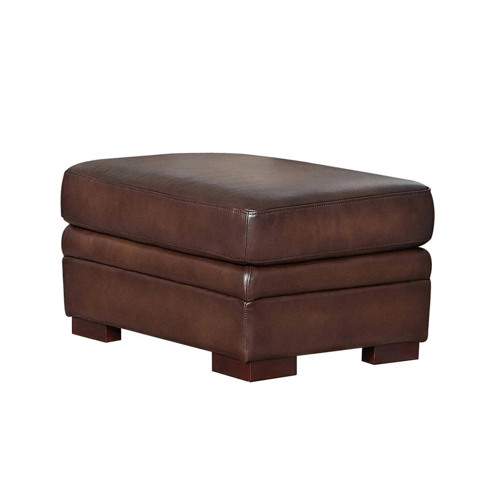 Brookfield - Leather Ottoman - Caramel - Furniture Home Direct