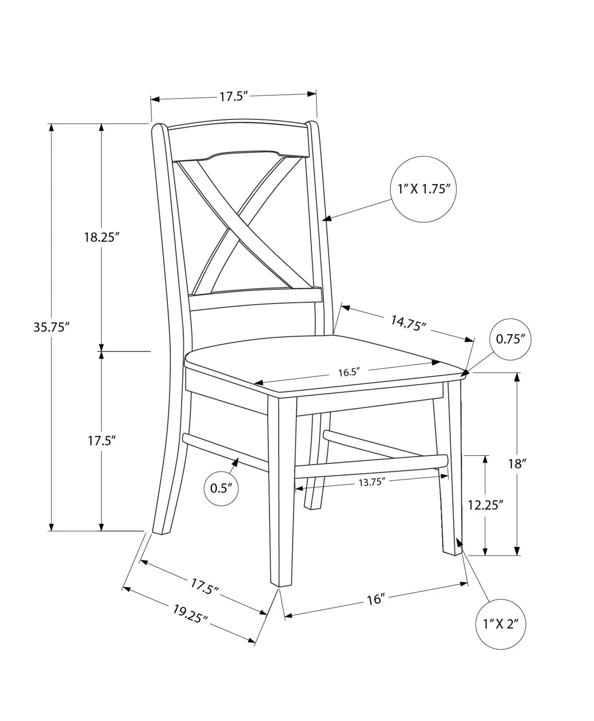 Dining Chair, Side, Dining Room, Transitional (Set of 2) - Furniture Home Direct