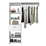 Closet System Open Shelves and Drawer With Rod White - Furniture Home Direct