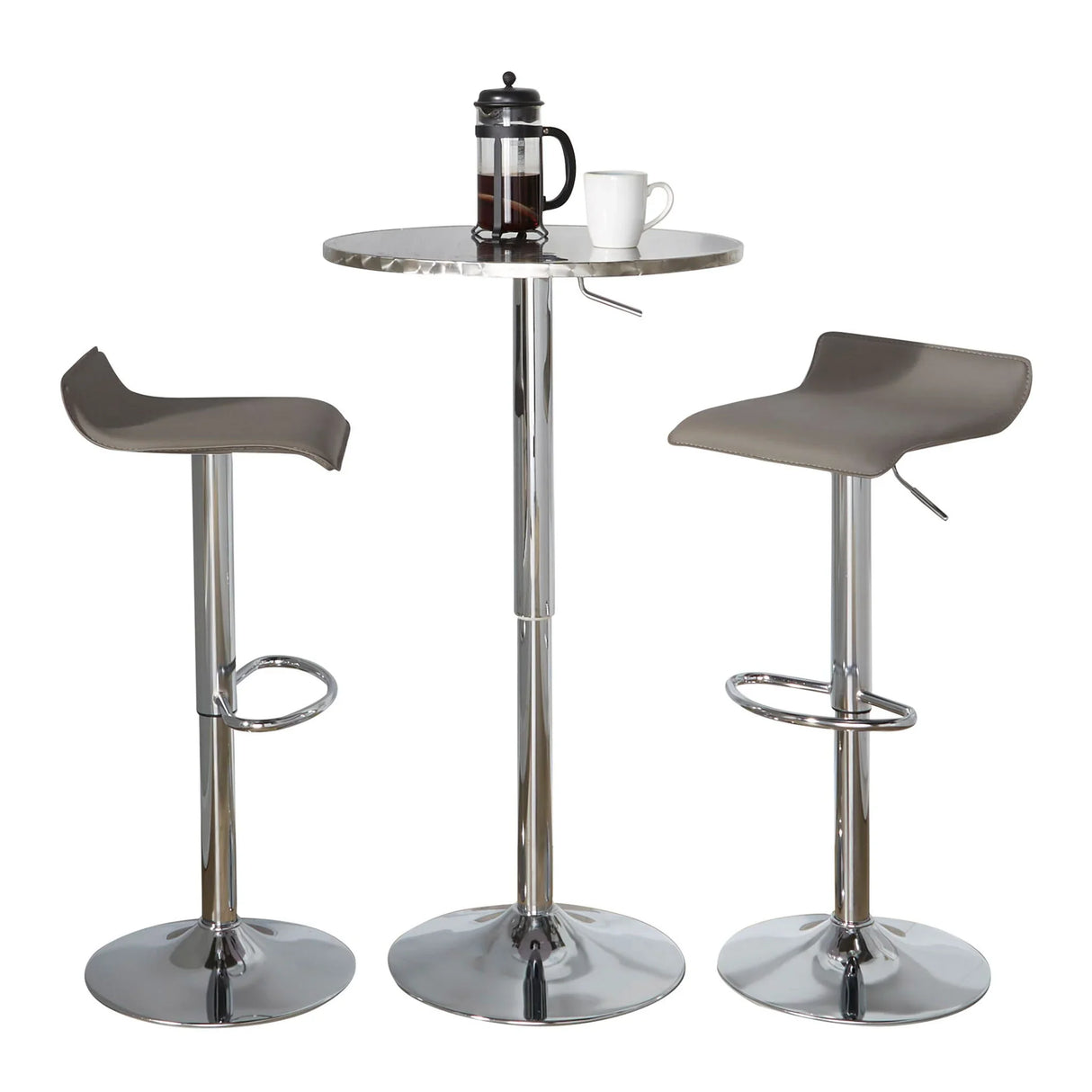 Ale - 3 Piece Bar Set Bistro Round Contemporary Adjustable Oval Footrest - Furniture Home Direct
