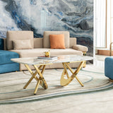 Contemporary Marble Pattern Top Table With Stainless Steel Base - Furniture Home Direct