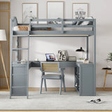 Loft Bed With Drawers, Cabinet, Shelves With Desk - Furniture Home Direct