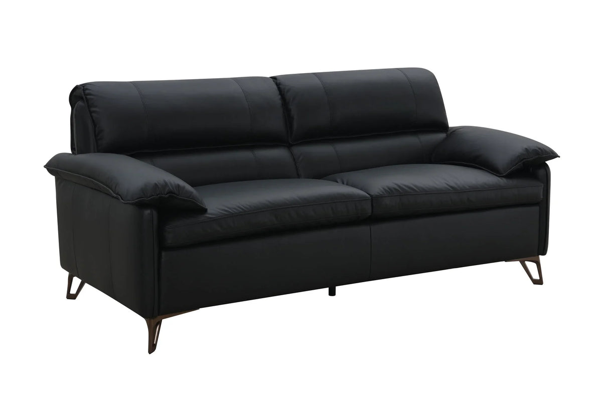 Eilene - Top Grain Leather Loveseat - Black - Furniture Home Direct