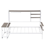 Daybed With Movable Desk, Grid, Shelves And Clothes Hanger - Furniture Home Direct